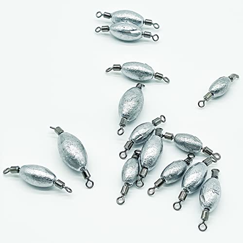 PEZEEU Plomb de pêche avec Émerillons Fishing Plomb Accessoires de pêche en Plomb - 1set(10g/15g/20g/ 30g) Plomb Sinkers de Pêche pour à la Truite, Perche, brochet, Lestes et plombs pour pêche