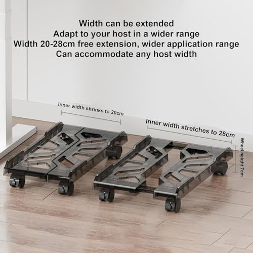 Misaakoeq Soporte para PC para Piso,Soporte para PC para Alfombra - Soporte móvil para CPU con 4 Ruedas - Carro de Piso rodante para computadora, Accesorios para Soporte de CPU Debajo del Escritorio - imagen 2