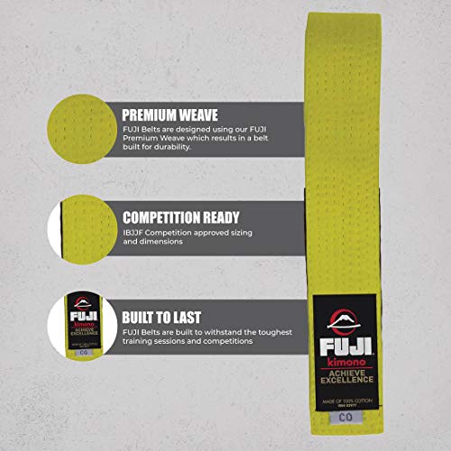 Fujifilm Boys – Premium Cotton Blend Bjj Belt , Yellow, A1 #TOP2