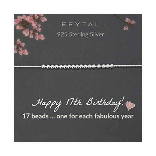 EFYTAL 17th Birthday Gifts for Girls, 925 Sterling Silver Bracelet, 17 Beads for 17 Year Old Girl Gift Ideas, Gifts for 17 Year Old Girl