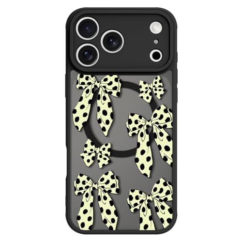 Jefonha Magnetic for iPhone 17 Pro Case Cute Shockproof, Beige Bows