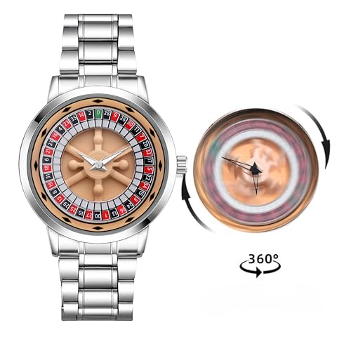 Image of Branded Men's Sport Quartz Watch Arrow Wheel Dial 360 Rotating Casual Fashion Stainless Steel Alloy Mens & Boy's Luxury Metal Gift Creative Watch