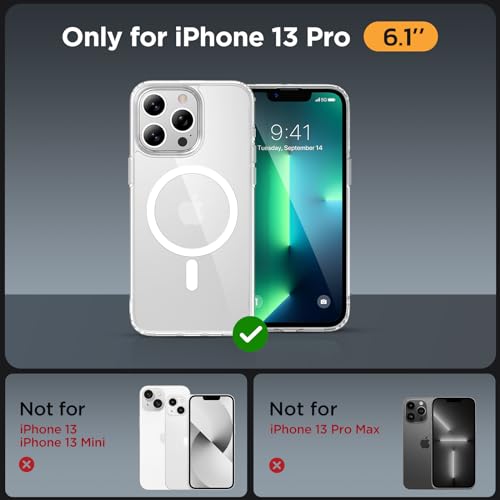 Image of Miracase Magnetic for iPhone 13 Pro Case 6.1 inch (Compatible with MagSafe)(with 2X Screen Protectors) Military-Grade Protection, Anti-Fingerprint Translucent Matte Phone Case Cover, Clear
