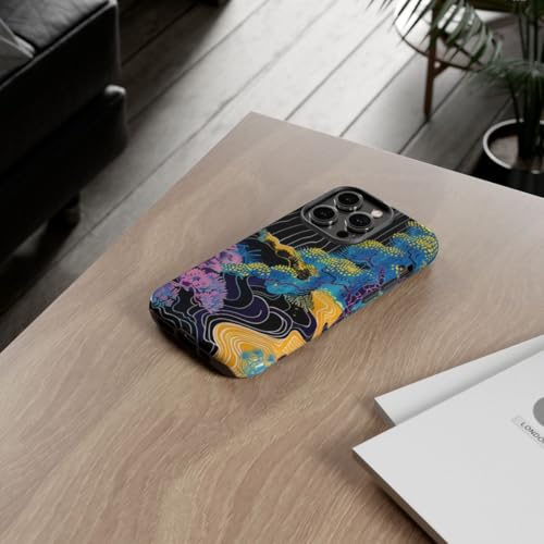 Coque iPhone 14 Pro rigide brillante avec motif bleu antichoc de qualité