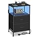 SONGMICS BELLAH Collection - Bedside Table with Charging Station, Side End Table with APP-Controlled Adjustable LED Lights, 1 Open Shelf and 2 Drawers, Bedroom, Ink Black and Ebony Black LGS302BH03