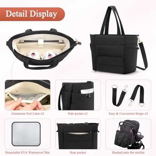 Wearable Breast Pump Bag for Working Mom, Breastmilk Cooler Tote Bag with Insulated Compartment, Breast Pump Bag with Ice Pack & 16‘’ Laptop Sleeve, Baby Bottle Cooler bag for Nursing, Work, Travel by Adworte - Image 5