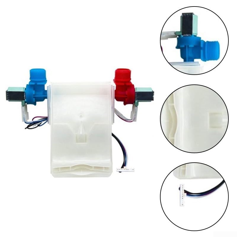 Zawór wlotowy wody W10683603 do pralki - zawór elektromagnetyczny podwójna głowica część zamienna W10423125 tworzywo sztuczne ABS trwałe łatwy montaż
