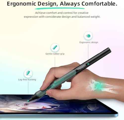 Metapen Pencil D1 Compatible with Apple iPad 2018-2023 (Ergonomic Design & Metapen APP) Tilt Sensitivity, Bluetooth Stylus Pen for iPad 10/9/8/7/6, iPad Pro 11''/12.9'', iPad Air 3/4/5, Mini 5/6