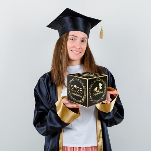 Image of 2026 Graduation Card Box Holder, Foldable Grad Congrat Decoration Box for Boys Girls Men Women Graduation Party Celebration Black