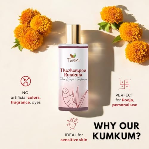 Image of Thazampoo Kumkum Red - 50G | Organic Red Bindi Powder for Women | Kumkum Powder for Pooja| Organic Sindoor | Non-Staining Aromatic Formula