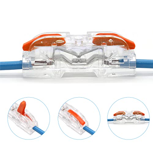 Merkaunis 100Pcs Inline Wire Connectors 1 To 1 Inline Electrical Lever Wire Connectors Lever Nut Wire Connectors Splicing Connectors Reusable Wire Connectors For Quick Wiring 28-12 Awg #TOP4