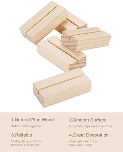 Aboofx 12 Pack Wood Place Card Holders Wood Table Number Stands Picture Holder Acrylic Sign Holders for Wedding Dinner Home Party Events Decoration