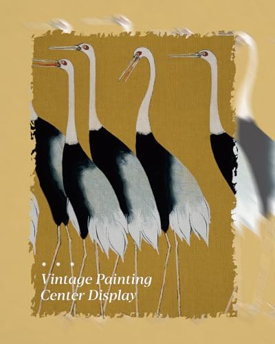 Image of HUARCEY Gold Framed Vintage Wall Art for Living Room, Animals Painting Prints Shelf Decor for Kitchen, Aesthetic Bedroom Wall Art Decor, Christmas Gifts for Friends or Family (Seven Cranes 12 inchx16 inch)