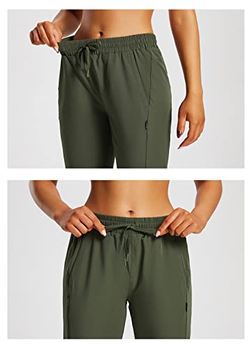 Baleaf Women's 15" Long Hiking Capri Below The Knee Quick Dry Cargo Shorts Upf 50 Lightweight Zip Pocket Elastic Waist Green L #TOP3