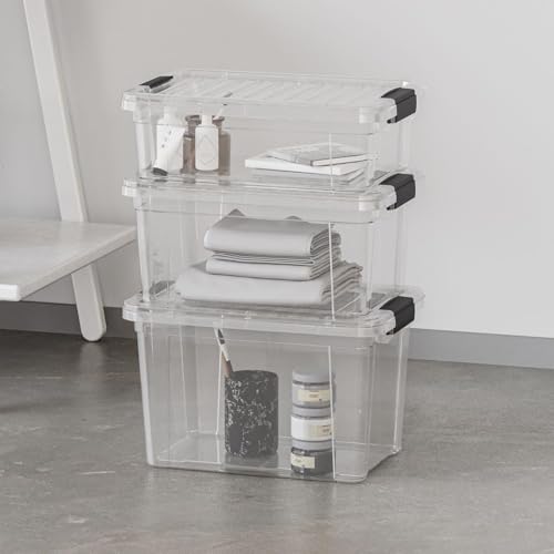 Image of Superio 4.5 Quart Clear Plastic Storage Containers with Lids, Stackable Organizer Bins, BPA-Free Storage Boxes for Home, Office, Dorm & Classroom, 10 Pack
