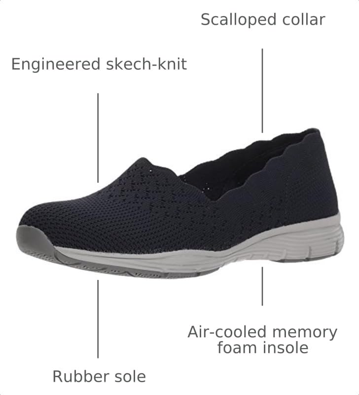 Image of Skechers Women's Seager Stat Scalloped Collar Engineered Skech-Knit Slip-on Classic Fit Loafer
