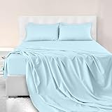 Lux Decor Collection Bed Sheet Set - Brushed Microfiber 1800 Bedding - Wrinkle, Stain and Fade Resistant - Hypoallergenic - 4 Piece (Queen, Embroidery Blue)