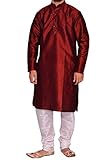 Colore: marrone Royal Abbigliamento etnico da uomo Bollywood Kurta indiano pigiama tradizionale speciale Eid Dress, Bordeaux, Chest 40 - 42 Inches