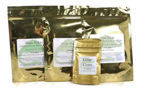 Incense Making Base and Binder Set (Includes Tabu-No-Ki, Magic Makko, Cedar Wood Powder, and Guar Gum)