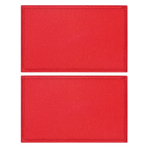 M METERXITY 2-Pack Solid Red Flag Blank Patch, 3.1" x 2" Rectangular Embroidered Patches Pure Color DIY Flags for Clothing/Hats/Backpacks/Vests/Jackets/Garments DIY Crafts