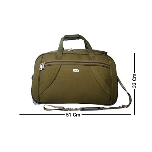 Image of Timus Club Mumbai 55CM /20 inch Cabin Miltary Green 2 Wheel Duffle Trolley Travel Bag /Best Duffle for Men /Soft Sided Luggage /Light Weight Bags /Duffle Bags for Women /Best Waterproof Duffle Bag