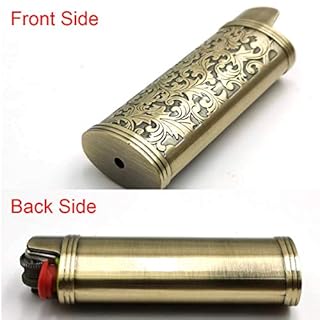 Lucklybestseller Metal Lighter Case Cover Floral Stamped for Bic Full Size Lighter J6 (Bronze)