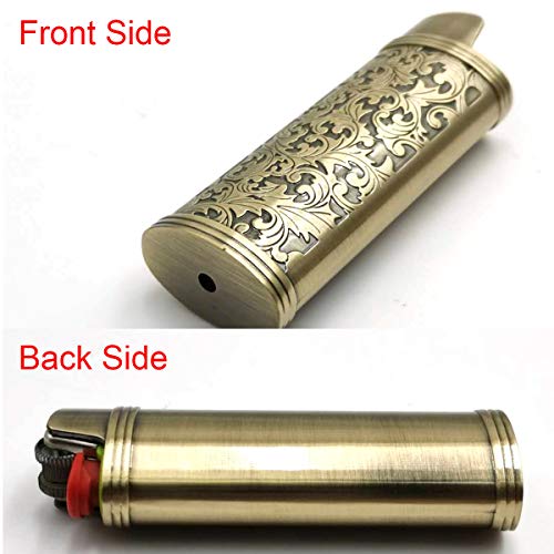 Lucklybestseller Metal Lighter Case Cover Holder Vintage Floral Stamped For Bic Full Size Lighter J6 #TOP1