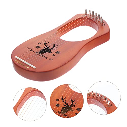 Lightaotao 1 Set 7 String Harp Musical Instruments For Adults 7-Tone Lyre Harp Lyre Harp For Beginners Natural Harp Adults Harp 7-Tone Natural Wooden Harp Wooden 7 Strings Harp Portable Set #TOP5