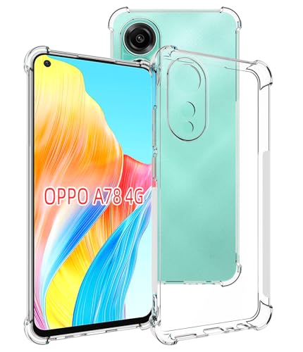 USTIYA Case for Oppo A78 4G Clear TPU Four Corners Protective Cover Transparent Soft