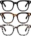 REAVEE 3 Pack Retro Oversized Reading Glasses for Women Blue Light Blocking Cute Stylish Large Frame Square Computer Readers Eye Protection with Spring Hinge,Black Tortoise Grey Tortoise,1.75