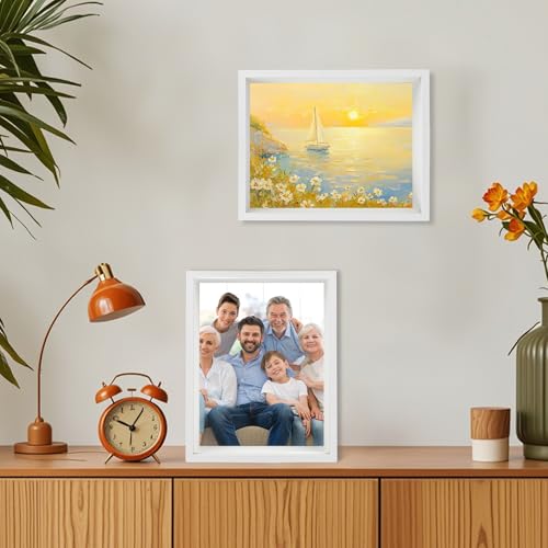 ZUPAPJO 3D Bilderrahmen zum Befüllen, A4, Weiß, Tiefe 5cm, Objektrahmen, Shadowbox mit Transparenter Acrylplatte für Medaillen, Trockenblumen