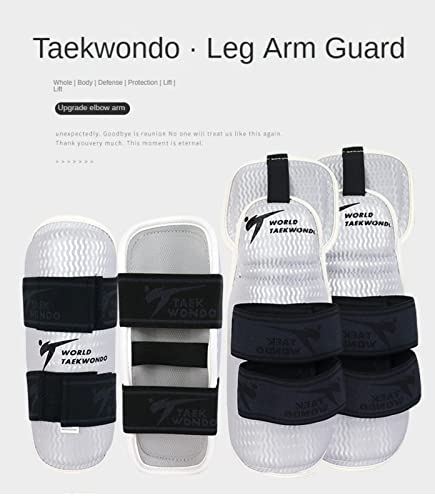 Wirun Taekwondo Shin Protector Forearm Elbow Arm Guards, Wt Mma Martial Arts Kickboxing Karate Sparring Muay Thi Training Match Gym School Academy For Men Women Kids (White Sets,Medium) #TOP3