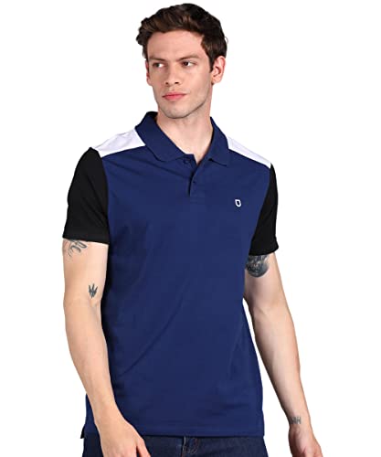 Image of Urbano Fashion Men's Colour-Block Slim Fit Half Sleeve Cotton Polo T-Shirt