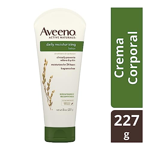 Image of Aveeno Daily Moisturizing Body Lotion with Soothing Prebiotic Oat, Gentle Lotion Nourishes Dry Skin With Moisture, Paraben-, Dye- & Fragrance-Free, Non-Greasy & Non-Comedogenic, 8 fl. oz