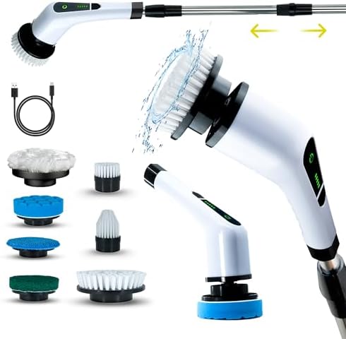 Electric Spin Scrubber, Cordless Cleaning Brush Tub Tile Scrubber For