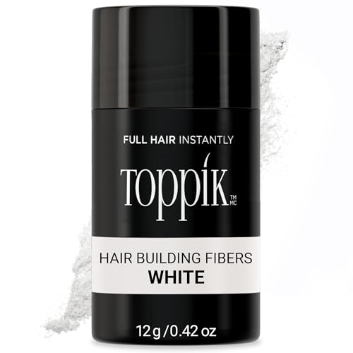 Toppik Hair Building Fibers, White, 12g Fill In Fine or Thinning Hair, Instantly Thicker, Fuller Looking, 9 Shades for Men & Women, Keratin Protein Formula Toppik Hair Building Fibers, White, 12g Fill In Fine or Thinning Hair, Instantly Thicker, Fuller Looking, 9 Shades for Men & Women, Keratin Protein Formula