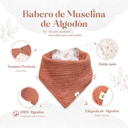 Miniatura 4 de Mikito - Pack Con 4 Regalos Para Bebes Recien Nacidos Originales - Doudou Bebe Muselina Babero Bandana Mordedor Tarjeta - Ideal Como Pack Regalo Canastilla Bebe