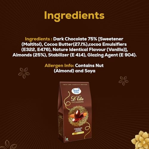 Image of Sugar Free D'Lite Chocolate Coated Almonds Gift Pack, 100 g