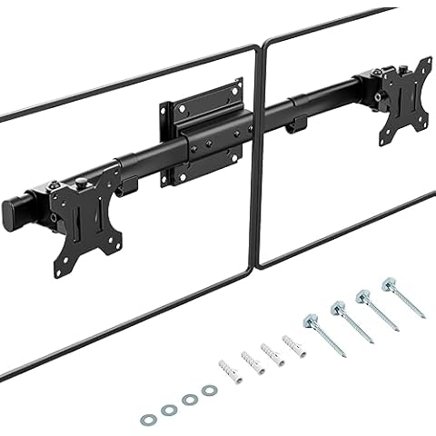 PUTORSEN Dual Monitor Wall Mount, Horizontal Assembly Mount for 2 Monitor Screens up to 27 inches,Max. 10kg, VESA 75x75/100x100mm Cover