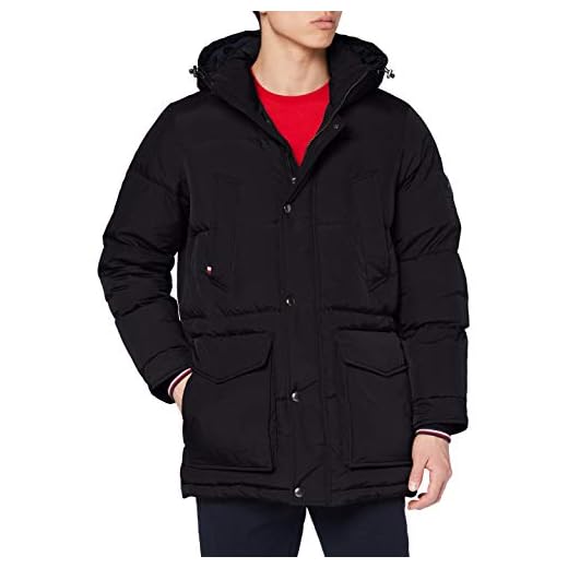 Tommy Hilfiger Män Tommy Down HDD Parka jacka, Svart, L