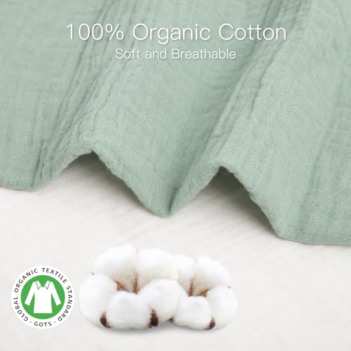 Image of Organic Crib Sheets Fitted Crib Mattress Sheet 2 Pack 52x28 Inches 100% Muslin Cotton for Baby Girls & Boys, Soft Boho Neutral Toddler Bed Sheets Fits Well Standard Size Crib Mattress 28x52 Inches