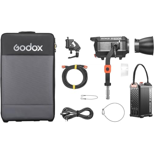 GODOX KNOWLED M1000R RGB LED Monolight Kit – 1000W High-Power Full-Color Video Light, CRI 96+ TLCI 96+, 14 FX Modes, DMX/APP/Remote Control, for Film, Studio, and Broadcast Lighting