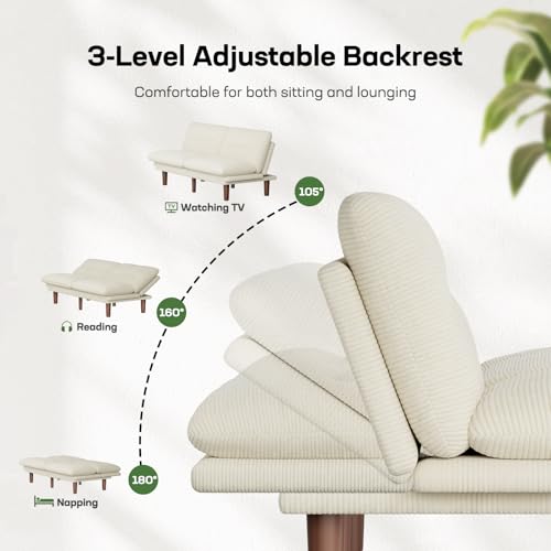 Marsail 75" Futon Sofa Bed, Convertible Sleeper Couch Loveseat, White by Marsail - Used condition - Image 4