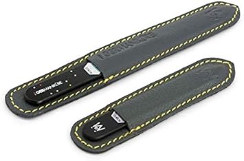 GERMANIKURE 2 Pc Black Glass Nail File Set with Suede Sleeves - Fingernail File & Small Travel Nail File - Professional Manicure & Pedicure Kit for Natural Nails - Ethically Made in Czech Republic