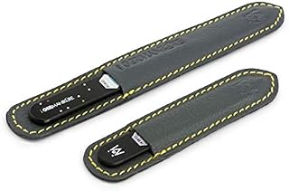 GERMANIKURE 2 Pc Black Glass Nail File Set with Suede Sleeves - Fingernail File & Small Travel Nail File - Professional Manicure & Pedicure Kit for Natural Nails - Ethically Made in Czech Republic
