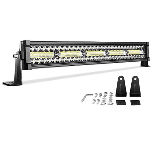 DWVO LED Light Bar 22 inch 300W Straight Triple Row 20000LM Upgrade Chipset Led Work Light for Off Road Driving Fog Lamp Marine Boating IP68 Waterproof Spot & Flood Combo Beam Light Bars, Black