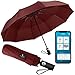 Produktbild LYO & AURIS Regenschirm Taschenschirm - Sturmfest Windproof Kompakt Leicht mit Auf-Zu Automatik, Umbrella Windsicher Klein 10 Rippen Reise Golfschirm mit Trockenbeutel und Wetter App (Rot)