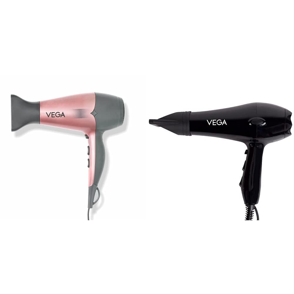 VEGA Go-Pro 2100 Hair Dryer With Cool Shot Button, 3 Heat Settings (Ananya Panday Signature Collection), VHDH-25 & VEGA Pro Touch 1800-2000 Watts Professional Hair Dryer, 2 Nozzles (VHDP-02)- Black-image-31