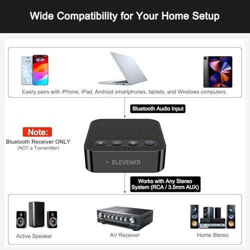 Image of Bluetooth to RCA Adapter for Stereo Receiver - aptX HD Long Range Low Latency Bluetooth 5.3 Receiver for Home Stereo Hi-Fi Wireless Audio Adapter for Music Streaming Sound System