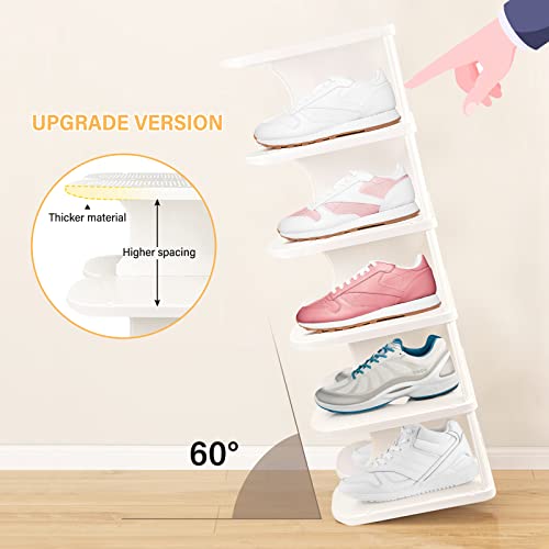 Txalwiq 6-Tier Thickening Shoe Rack, Free Standing Shoe Organizer For Closet, Lazy Shoe Cubby, Free Combination Shoe Tower, Stackable And Space-Saving Adjustable Shoe Storage Shelf, White #TOP2